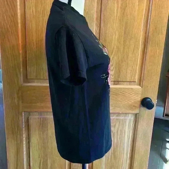 Skull Floral Black Graphic Tee Size S - Picture 3 of 5